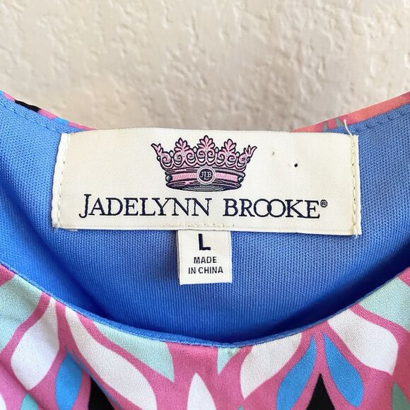 New Jadelynn Brooke L Women's Colorful Pink Print Cami Mini Swing Trapeze Dress - Picture 10 of 12